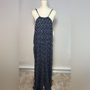 CATO-Navy Halter Pallazo Jumper with Geometric Pattern 14/16